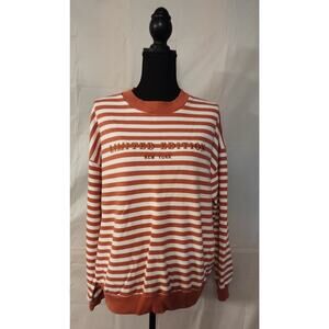 Forever 21 "Limited Edition NY" Crewneck Sweatshirt Pink White Stripes Size M